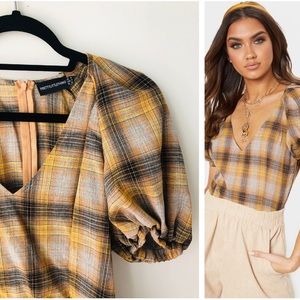 Pretty Little Thing Mustard Puff Top